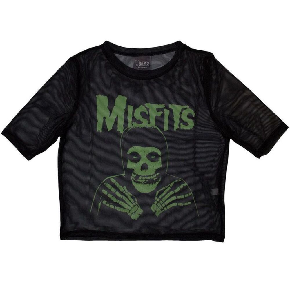 Misfits Womens/Ladies Green Hands Mesh Crop Top / Black
